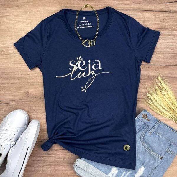 Camiseta Feminina Azul - Seja Luz